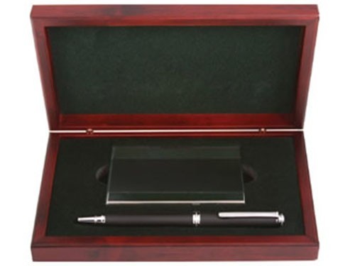 Metal Card Holder & Pen Black