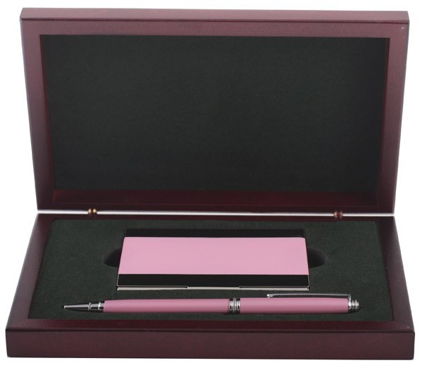 Metal Pen & Card Holder Pink