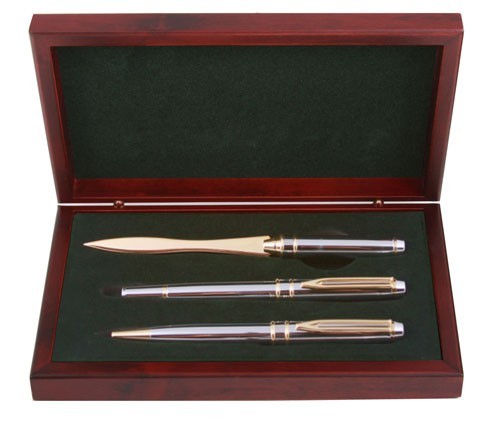 Pens & Letter Opener Chrome with Gold Parts