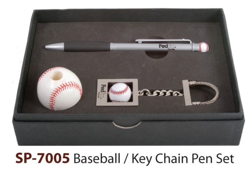 Baseball Metal Sports Pen with Stand and Chain