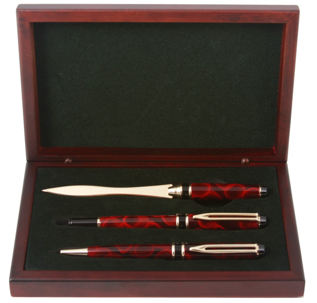 Pens & Letter Opener Marble Red