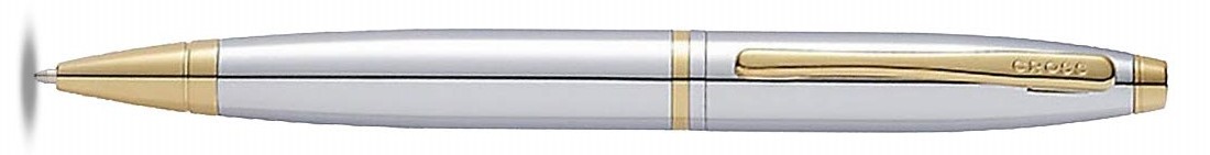Cross Calais Ballpoint Pen in Chrome with Gold Trim