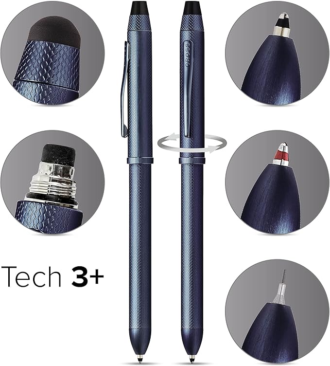 Cross Tech3+Multi-Function Ballpoint Pen with Stylus, Dark Blue