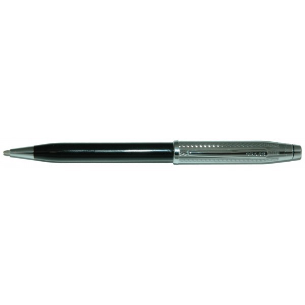 At0082wg-91 Cross Century Ii Diamond Pattern Chrome and Black Lacquer Ballpoint Pen Height 5-1/2 X Pen Width 1/2