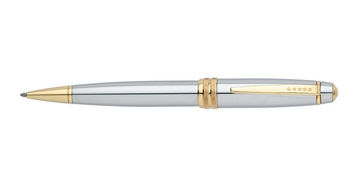 Cross Bailey Ballpoint Pen In Medalist Chrome With Gold Trim