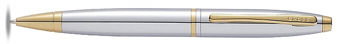 At0112-15 Cross Calais Ballpoint Pen In Chrome With Gold Trim