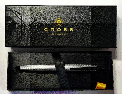 ATX 822-43 Brushed Cross Chrome Ball Pen Diamond Pattern