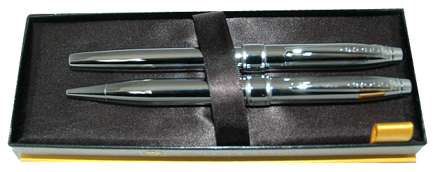 Cross Stradford Ballpoint and Roller Ball Pen Set in Chrome At0172-1 & at0175-1 Pens